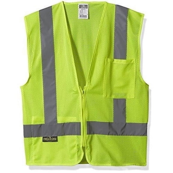 Radians Men's Economy Type R Class 2 Mesh Safety Vest with Zipper Hi-Vis Green - SV2ZGM