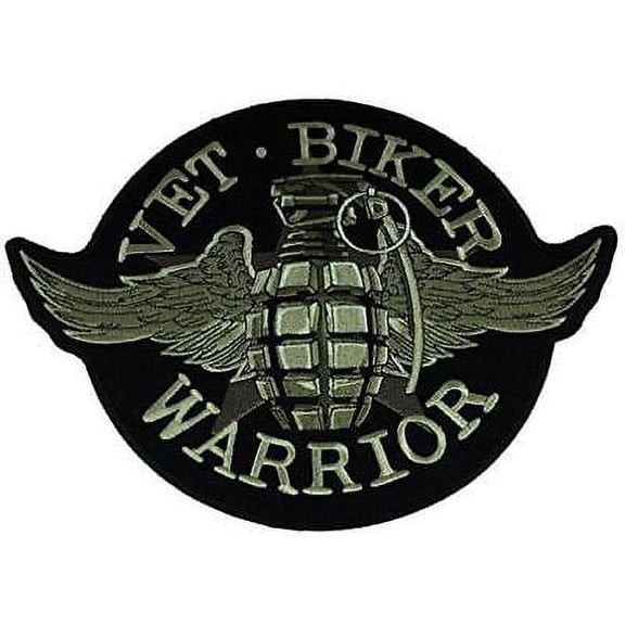 VET BIKER WARRIOR WITH GRENADE AND WINGS PATCH COMBAT VETERAN MC MOTORCYCLE