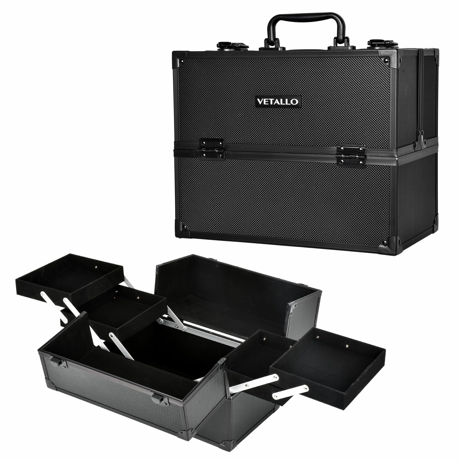 VETALLO Caso Treno Portacipria - Organizer Cosmetici Con Specchio Illuminato, Beige