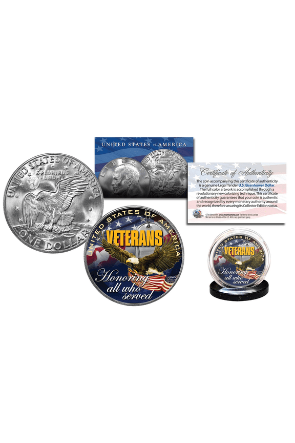 VETERANS United States Military Genuine Legal Tender IKE Eisenhower Dollar Coin