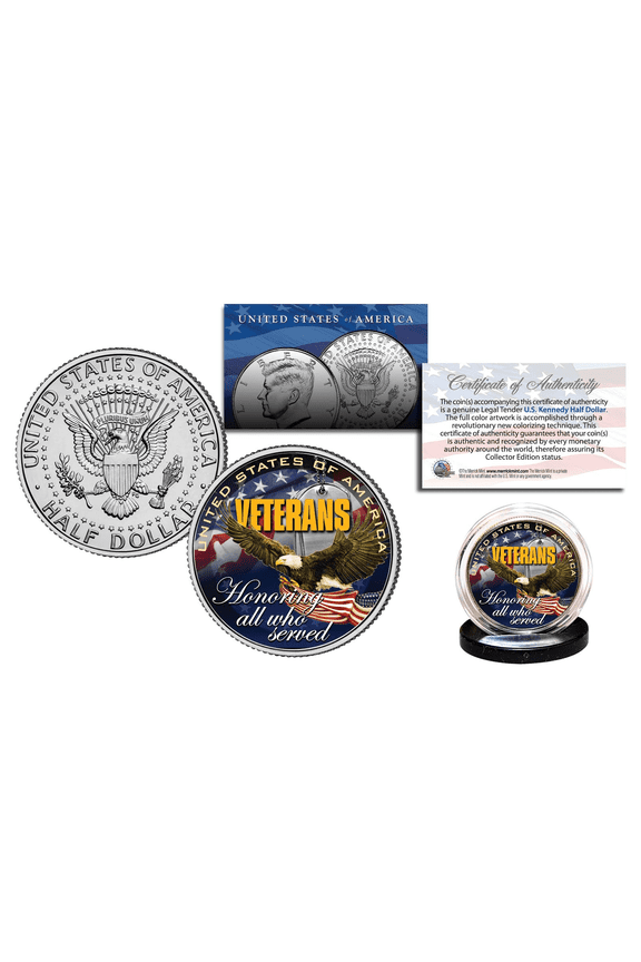 VETERANS United States Military Official Genuine JFK Kennedy Half Dollar US Coin