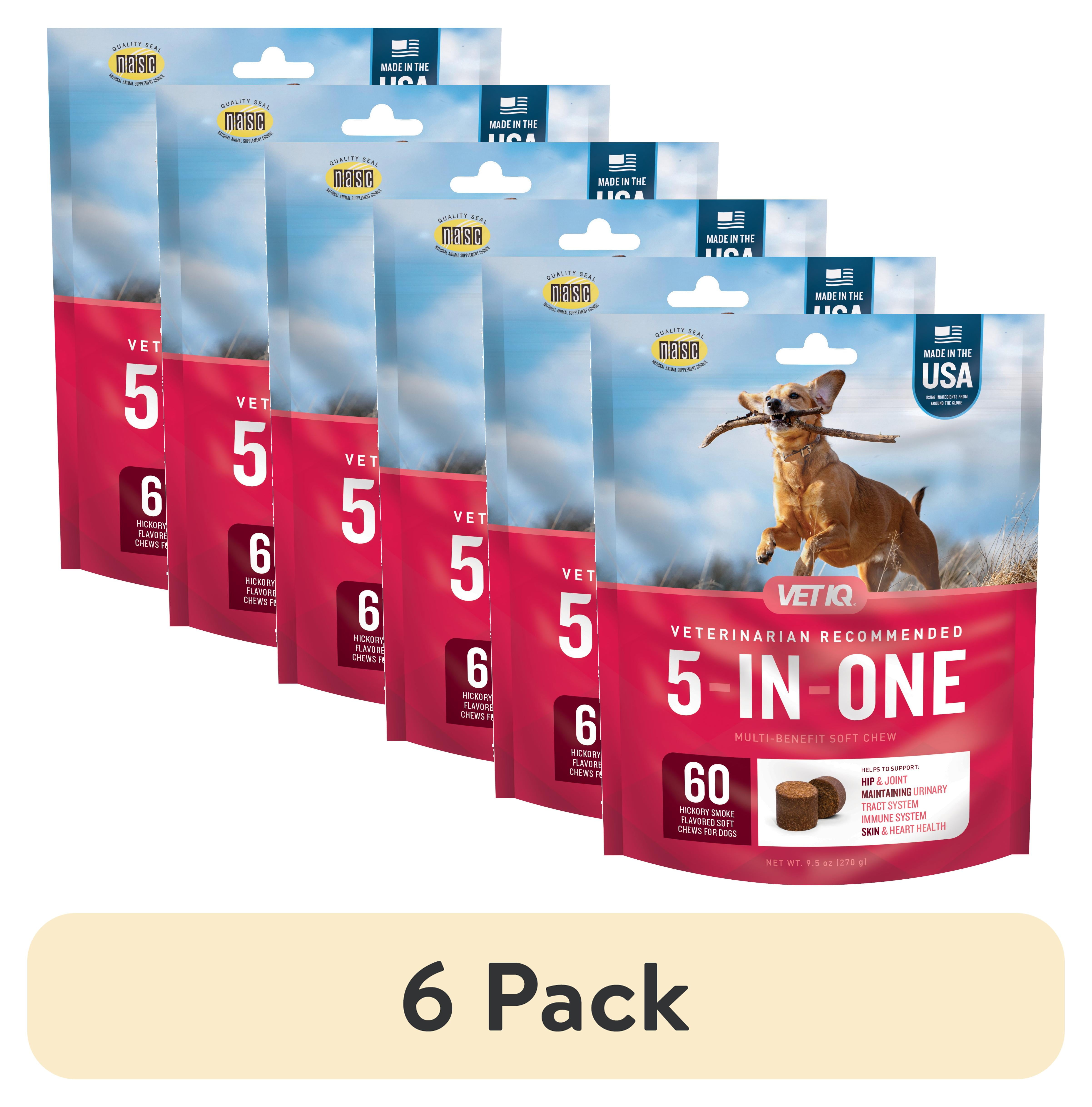 (6 pack) VETIQ 5inOne MultiBenefit Supplement for Dogs, Hickory Smoke Flavored Soft Chew, 9.5