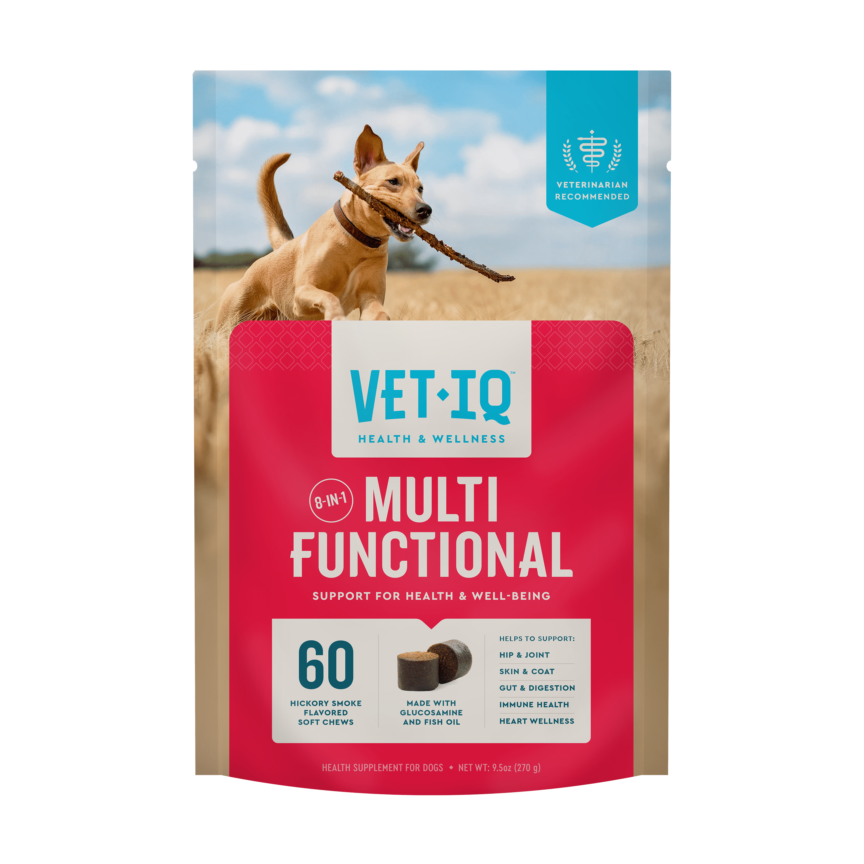 VetIQ 8-in-One Multifunctional Supplements for Dogs, Supports Hip & Joint, Urinary Tract, Immune System, Skin Health and Heart Health, Soft Chews, 60 Count