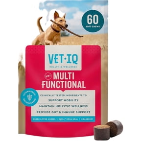 VetIQ 8-in-One Multifunctional Supplements for Dogs, Supports Hip & Joint, Urinary Tract, Immune System, Skin Health and Heart Health, Soft Chews, 60 Count