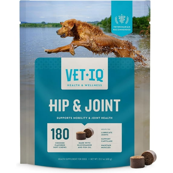 VetIQ Glucosamine Hip & Joint Supplement for Dogs, 180 Chicken Flavored Soft Chews