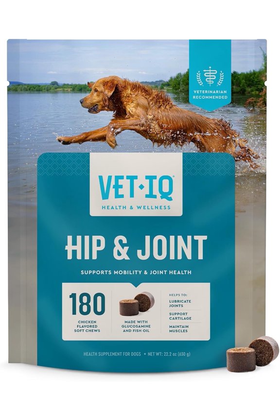 VetIQ Glucosamine Hip & Joint Supplement for Dogs, 180 Chicken Flavored Soft Chews