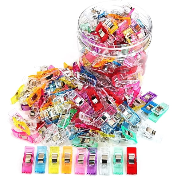 VETPW 100pcs Sewing Clips with Plastic Box, Premium Quilting Clips for Supplies Crafting Tools, Assorted Colors Plastic Clips for Crafts, Sew Clip, Sew Clips, Sewing Notions