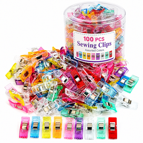 VETPW 100pcs Sewing Clips with Plastic Box, Premium Quilting Clips for Supplies Crafting Tools, Assorted Colors Plastic Clips for Crafts, Sew Clip, Sew Clips, Sewing Notions