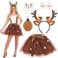 thumbnail image 1 of VETPW 5 Piece Reindeer Costume Adult,Tutu Skirt with Reindeer Antlers Headband Tails Face Temporary Tattoos Deer Fancy Dress Halloween Christmas Costume Cosplay Outfits for Women Party Costume, 1 of 7