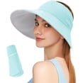 thumbnail image 1 of VETPW Sun Visors for Women, Wide Brim Visor Hat for Women Reversible, Wicking Beach Sunhat Adjustable Visor Hat for Golf Cycling Fishing Tennis - Blue, 1 of 7