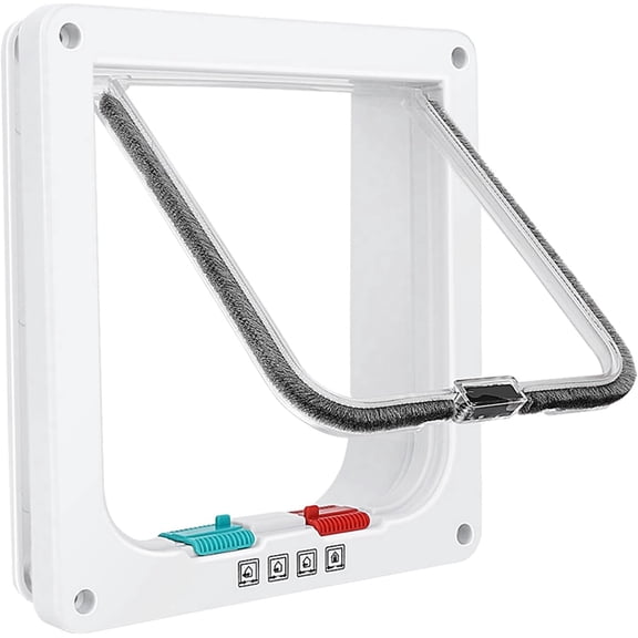 VETPW Thin Cat Door for Windows, Outer Size 7.8x7.5x0.78inch, Pet Doors and Sliding Door, Safety Pet Door with 4 Way Lock, Weatherproof Cat Flap for Thin Door Wall