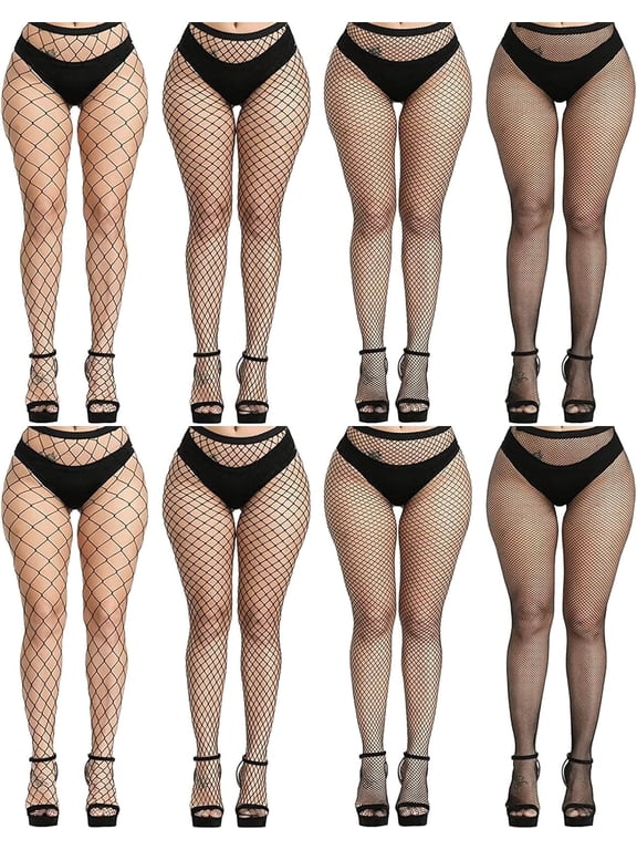 Women's Fishnet Pantyhose & Tights Casual, Black (8-Pack)