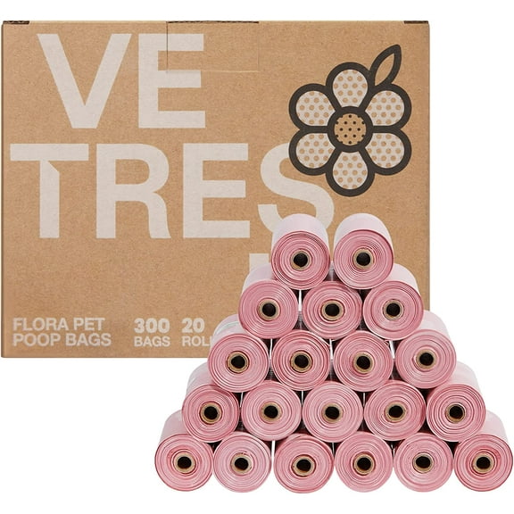 VETRESKA Dog Poop Bags Lavender Scented Compostable Pink Pet Waste Bag 300 Counts 9 x 13 inches