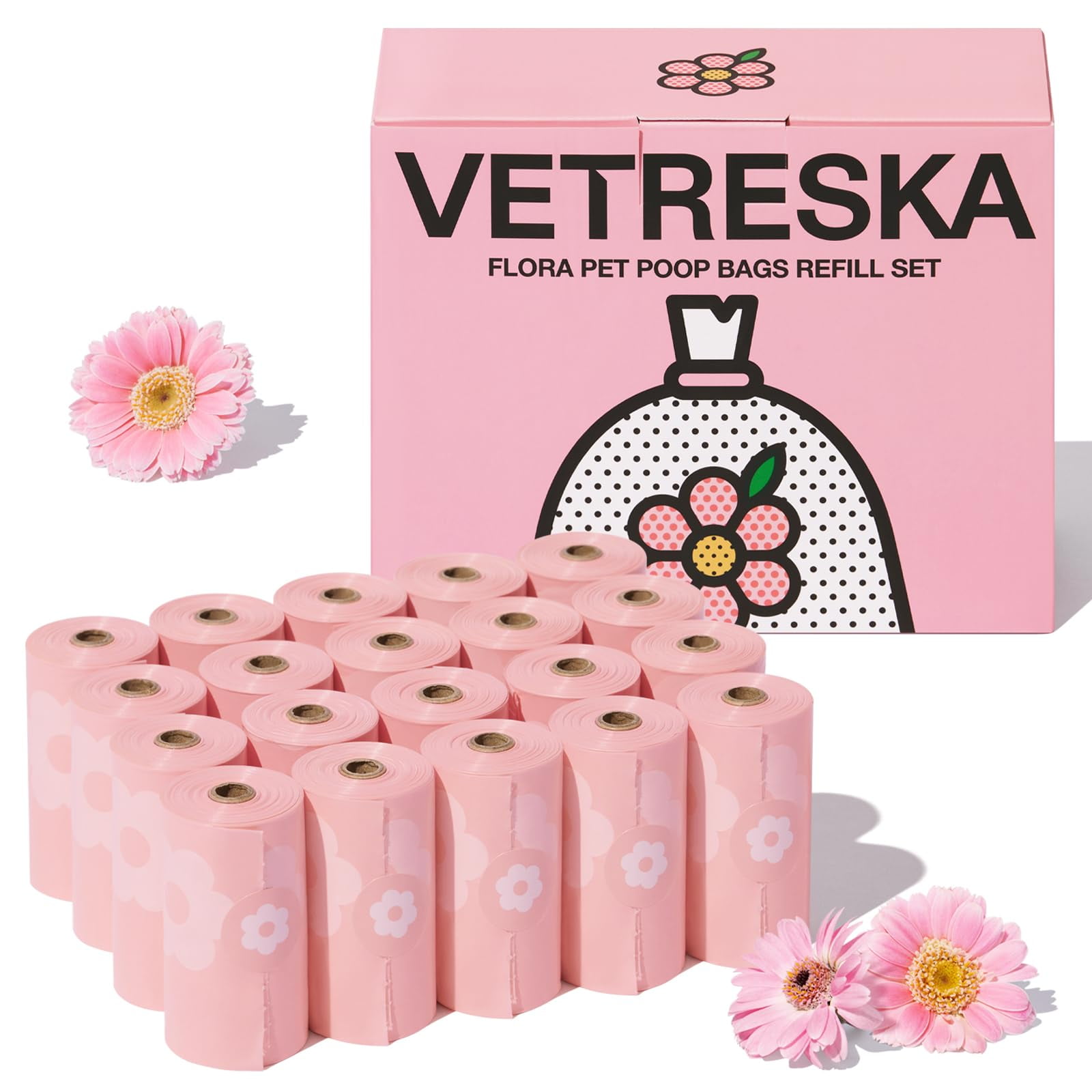 VETRESKA Dog Poop Bags Lavender Scented Pet Waste Bags Leak Proof & Extra Thick Waste Bags for Dog Walking and Cat Litter 300 Counts 20 Refill Rolls 9 * 13 inches C21