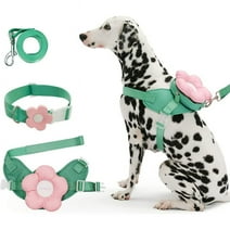 VETRESKA Flora Dog Harness & Backpack Leash with Collar 3 In 1 Set Adjustable No Pull Vest Harness