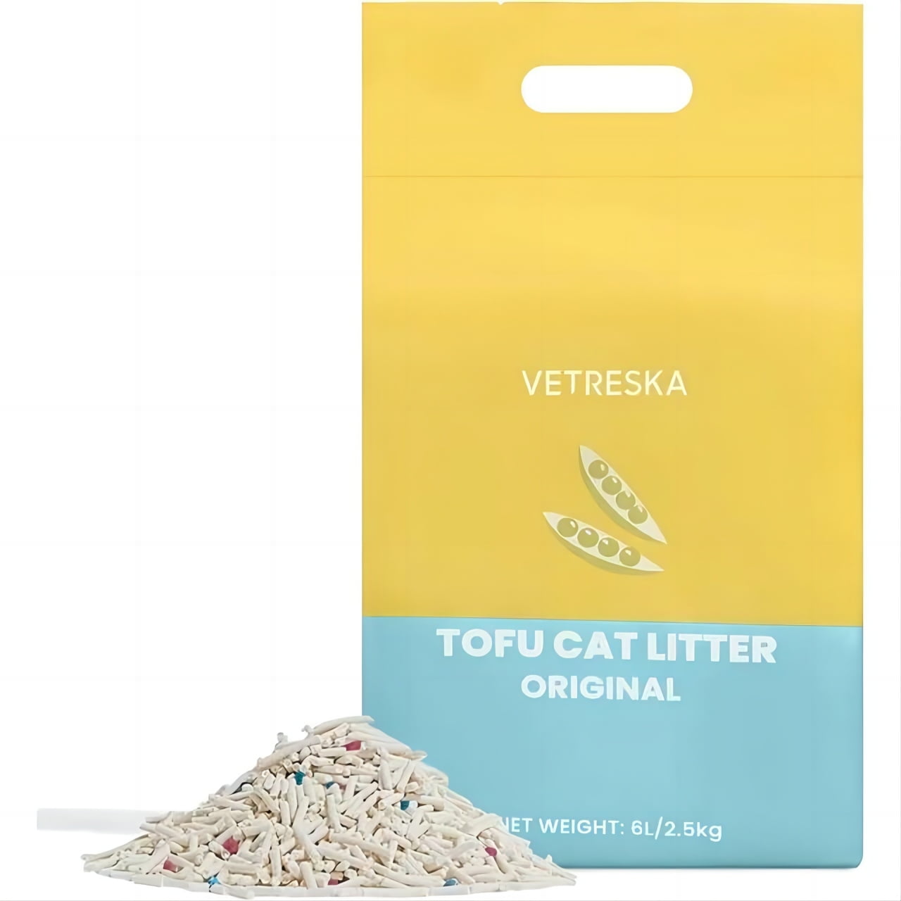 VETRESKA Natural Tofu Cat Litter, Flushable, Clumping, Low Tracking, Clean Health Kitty Litter