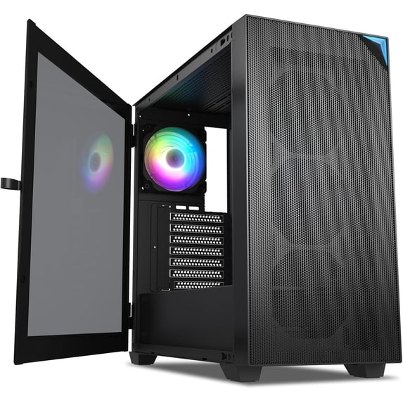 VETROO AL800 Full Tower E-ATX PC Computer Case w/Door Opening Design Tempered Glass-Black