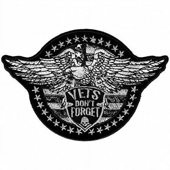 VETS Don't Forget, Eagle High Thread Rayon Iron-on/Sew-on Patch & Appliques - 5" x 3"