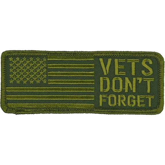 VETS Don't Forget, Patch - US Flag Patriotic High Thread Rayon Iron-on/Sew-on Patch - 4" x 2"