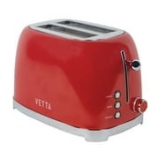 VETTA 2-Slice Extra-Wide-Slot Retro Toaster, Stainless Steel (Red), VTS-201RRD