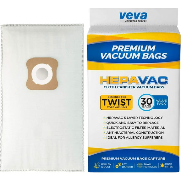 VEVA 30 Pack Premium HEPA Vacuum Bags Style G Cloth Bag compatible Gsix Cleaners