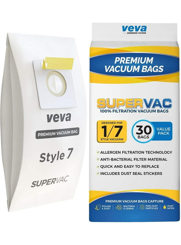 VEVA 30 Pack Premium SuperVac Vacuum Bags Style 7 Paper Bag -Bissell Uprights Vacuums