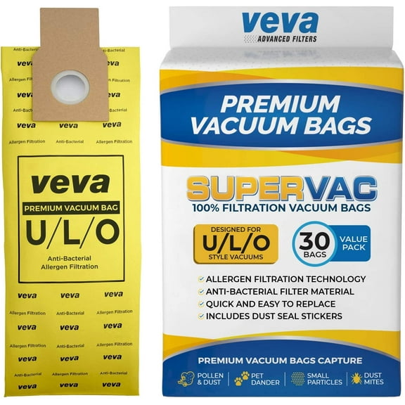 VEVA 30 Pack Premium SuperVac Vacuum Bags Type U/L/O Microlined -Kenmore replacement
