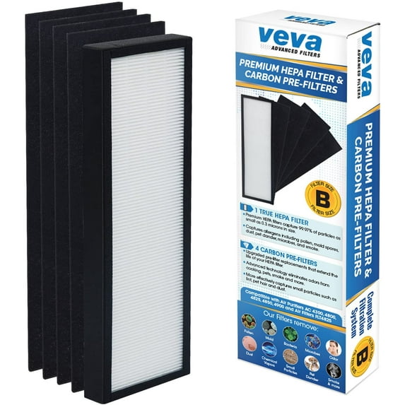 VEVA Premium HEPA Replacement Filter Including 4 Activated Carbon Pre Filters