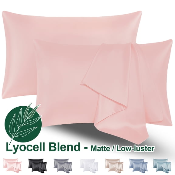 VEVOOTEX Cooling Lyocell Blend Silky Satin Pillowcases Soft 2 Pack Standard 20"x26" Pink
