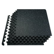 VEVOR 0.56 Inch Thick Gym Floor Mats, 12 Tiles Rubber Top with EVA Foam, 24" x 24" Gym Flooring Workout Mats with 48 sq.ft Coverage, Interlocking Puzzle Gym Mats for Gym, Home, Garage, Black & White