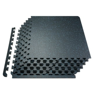 VEVOR 0.56 Inch Thick Gym Floor Mats, 12 Tiles Rubber Top with EVA Foam, 24" x 24" Gym Flooring Workout Mats with 48 sq.ft Coverage, Interlocking Puzzle Gym Mats for Gym, Home, Garage, Black & Blue