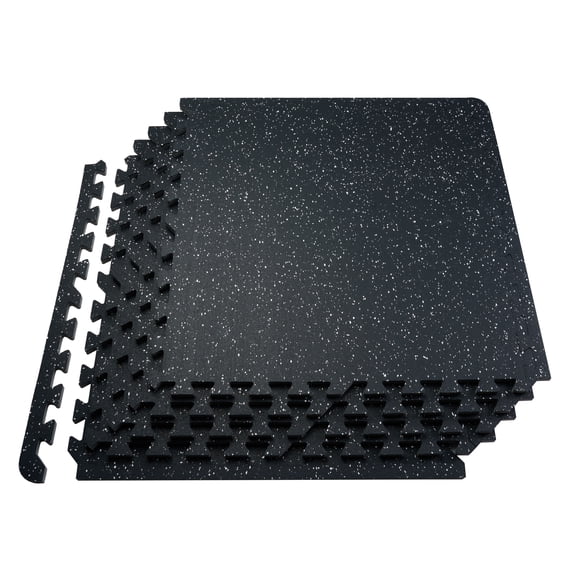VEVOR 0.56 in thick gym floor mats, 25 tiles rubber top with EVA foam, 24 in x 24 in, Black and White