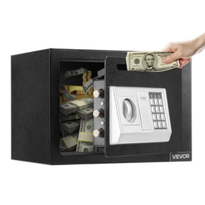 VEVOR 0.6 Cubic Feet Drop Safe, Drop Slot Safe Box with Password and Turn Knob, Heavy Duty Compact Cash Depository Box with a Front Lock Slot for Cash, Bank Slips, Jewelry, Documents, Bills, Black