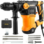 VEVOR 1-1/4inch SDS-Plus Rotary Hammer Drill, 13 Amp Corded Drills, Heavy Duty Chipping Hammers w/Vibration Control & Safety Clutch, Electric Demolition Hammers Variable Speed, Power Tool