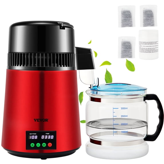 VEVOR 1.1 gal 750W Water Distiller with Temperature Display, Red