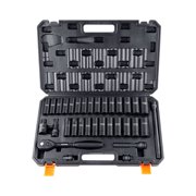 VEVOR 1/2" Drive Impact Socket Set, 33 Piece Socket Set SAE 3/8"-1" and Metric 10-24mm, 6 Point Cr-V Alloy Steel for Auto Repair,Easy-to-Read Size Markings,Rugged Construction,Includes Storage Case