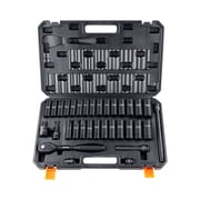 VEVOR 1/2" Drive Impact Socket Set, 33 Piece Socket Set SAE 3/8"-1" and Metric 10-24mm, 6 Point Cr-V Alloy Steel for Auto Repair,Easy-to-Read Size Markings,Rugged Construction,Includes Storage Case