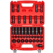 VEVOR 1/2 in Drive Impact Socket Set, 39 Piece, 6 Point Deep & Shallow Impact Sockets, Metric 9 to 30 mm, Cr-V Steel High Durability, with Universal Joint, Dual