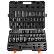 VEVOR 1/2" Drive Impact Socket Set, 43 Piece Deep & Shallow Socket Set SAE 3/8" to 1-1/2", 6 Point Cr-Mo Alloy Steel for