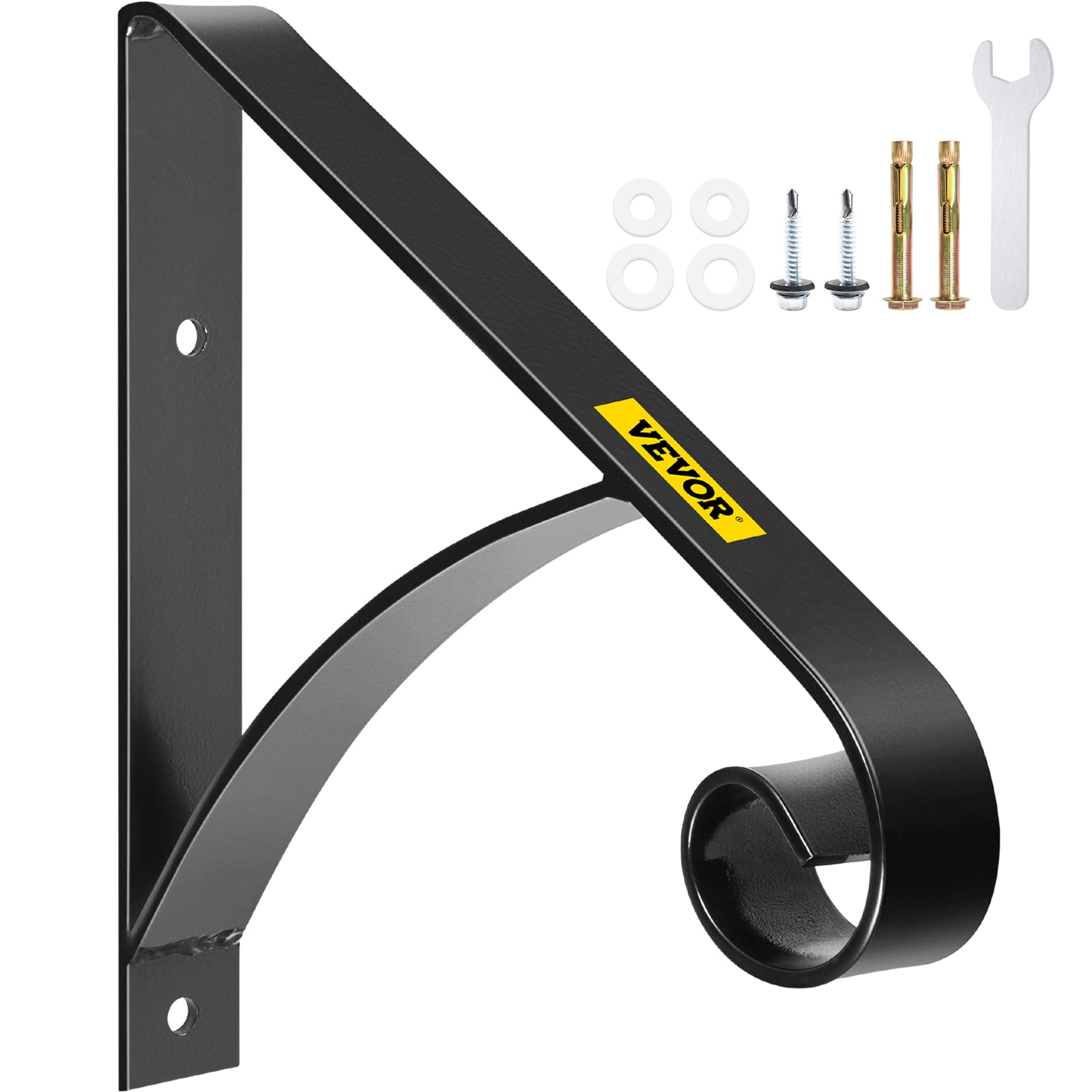 VEVOR 1 or 2 Steps Handrail Single Step Railings, Wall Mounted Metal Wrought Iron Hand Rail Railing, Handrail for Garage, Patio or Front Door Porch Steps