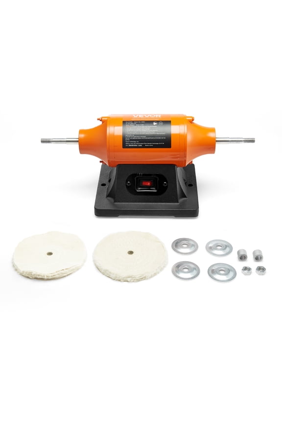 1/2HP Bench Buffer Polisher, 6-inch Bench Polishing Buffing Machine, 3450RPM Single Speed Benchtop Polisher with 2PCS Cloth Wheels & Cast Iron Base for Metal, Jewelry, Wood Polishing