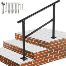 VEVOR 1-4 Steps Outdoor Stair Handrail, Adjustable from 0 to 50 degrees ...