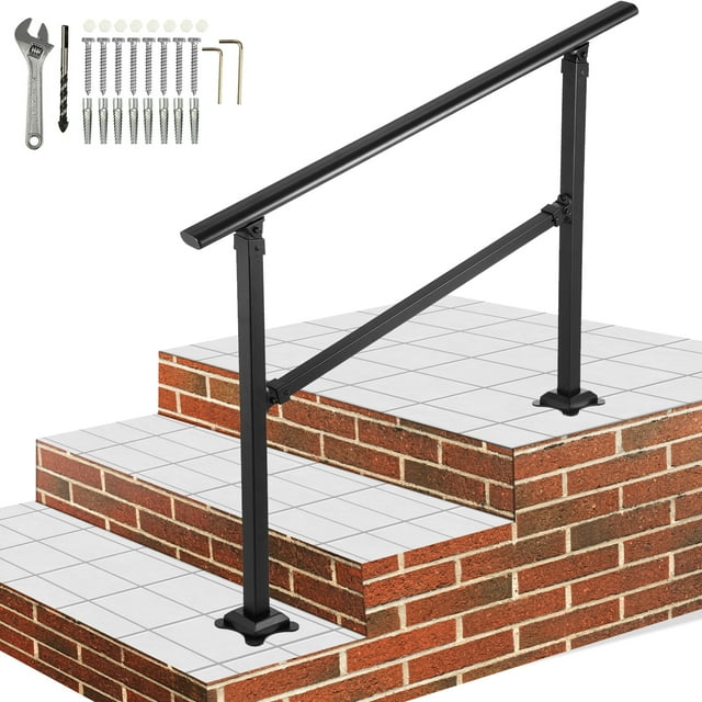 VEVOR Hand Wall Mounted 1-3 Steps Outdoor Stair Handrail, Adjustable 0 ...