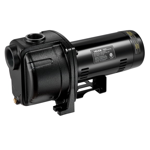 VEVOR 1.5 HP Shallow Well Jet Pump, AC 115/230 Volt, 4250 GPH Dual Voltage Cast Iron Well Jet Pump, with 108 ft Max Head Lift, Easy Voltage Switching, for Garden Irrigation, Lawn Sprinkler System