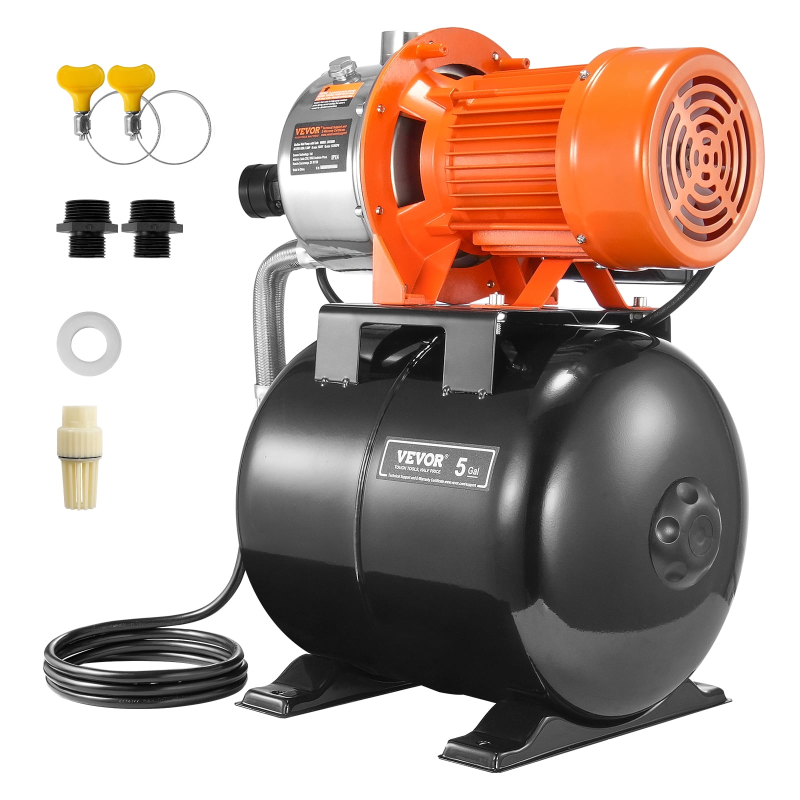 VEVOR 1.6 HP Shallow Well Pump with Pressure Tank, 1320 GPH, Automatic Irrigation Water Booster Pump with 30/50 PSI Pressure Switch for Home Garden Lawn, for Drinking Water Security