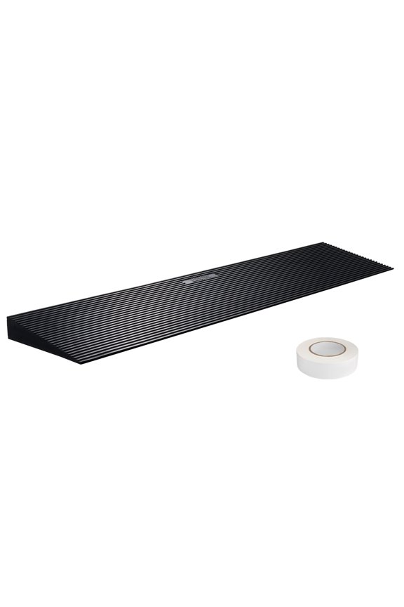 1.6" Rise Cuttable Threshold Ramp for Sweeping Robot, 35.4" Wide Natural Rubber Wheelchair Ramp, Non-Slip Solid Rubber Ramp with Double-Sided Tape for Doorways, Driveways, Bathroom, Smooth Tile