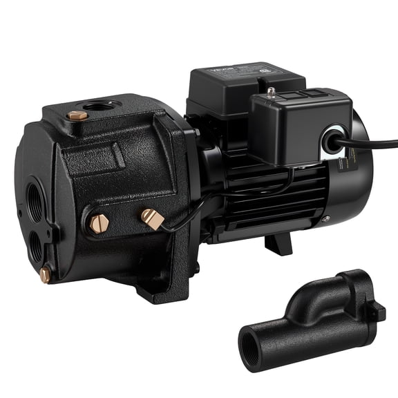 VEVOR 1 HP Shallow Well Jet Pump, AC 115/230 Volt, 1400 GPH Dual Voltage Cast Iron Well Jet Pump, with 164 ft Max Head Lift, Automatic Pressure Switch, for Garden Irrigation Lawn Sprinkler System