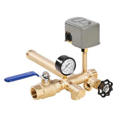 Uimoso 1x11 Pressure Tank Tee Kit – 40/60 PSI Switch, Brass Gate Valve & Tee, Well Water System