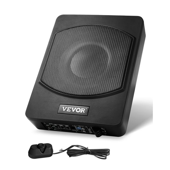 VEVOR 10" 240W Underseat Car Subwoofer, Slim Powered Car Subwoofers Under the Seat, Low Profile Audio Sub Built-in Amplifier, High/Low Level Input & Volume Controller for SUVs, Car, Truck, RV