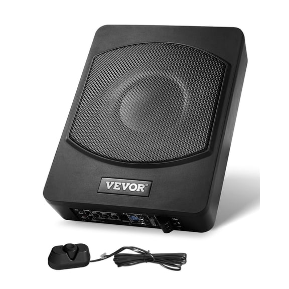 VEVOR 10" 240W Underseat Car Subwoofer, Slim Powered Car Subwoofers Under the Seat, Low Profile Audio Sub Built-in Amplifier, High/Low Level Input & Volume Controller for SUVs, Car, Truck, RV